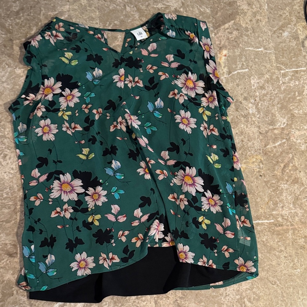 Floral Green Sleeveless Top